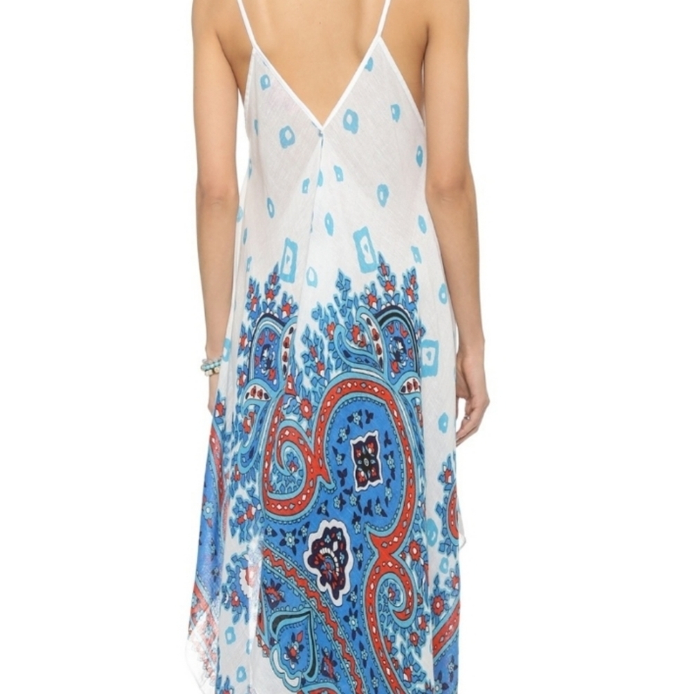 Theodora & Callum One Size Boho Linen Blend Asymmetrical Midi Dress - Picture 4 of 14